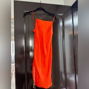 Dannijo dress scrunched side bright orange, dress is sold out
